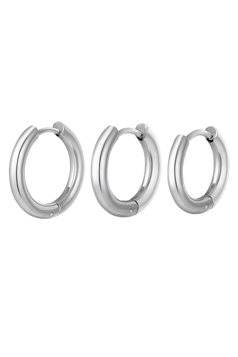 Creoles set 3 hoop earrings Gold Color Stainless Steel