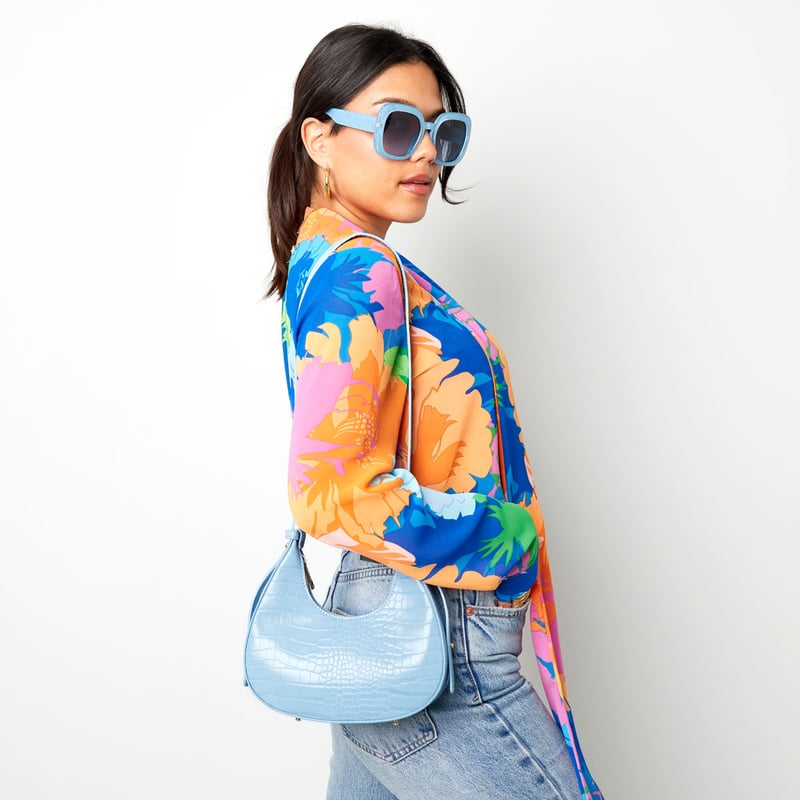 Handbag imitation leather with print Lilac PU