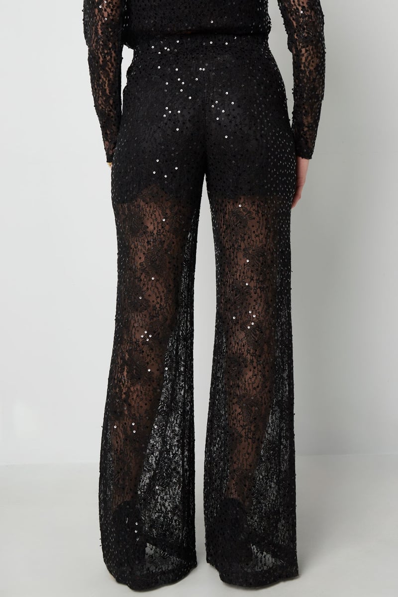Lace pants with glitter