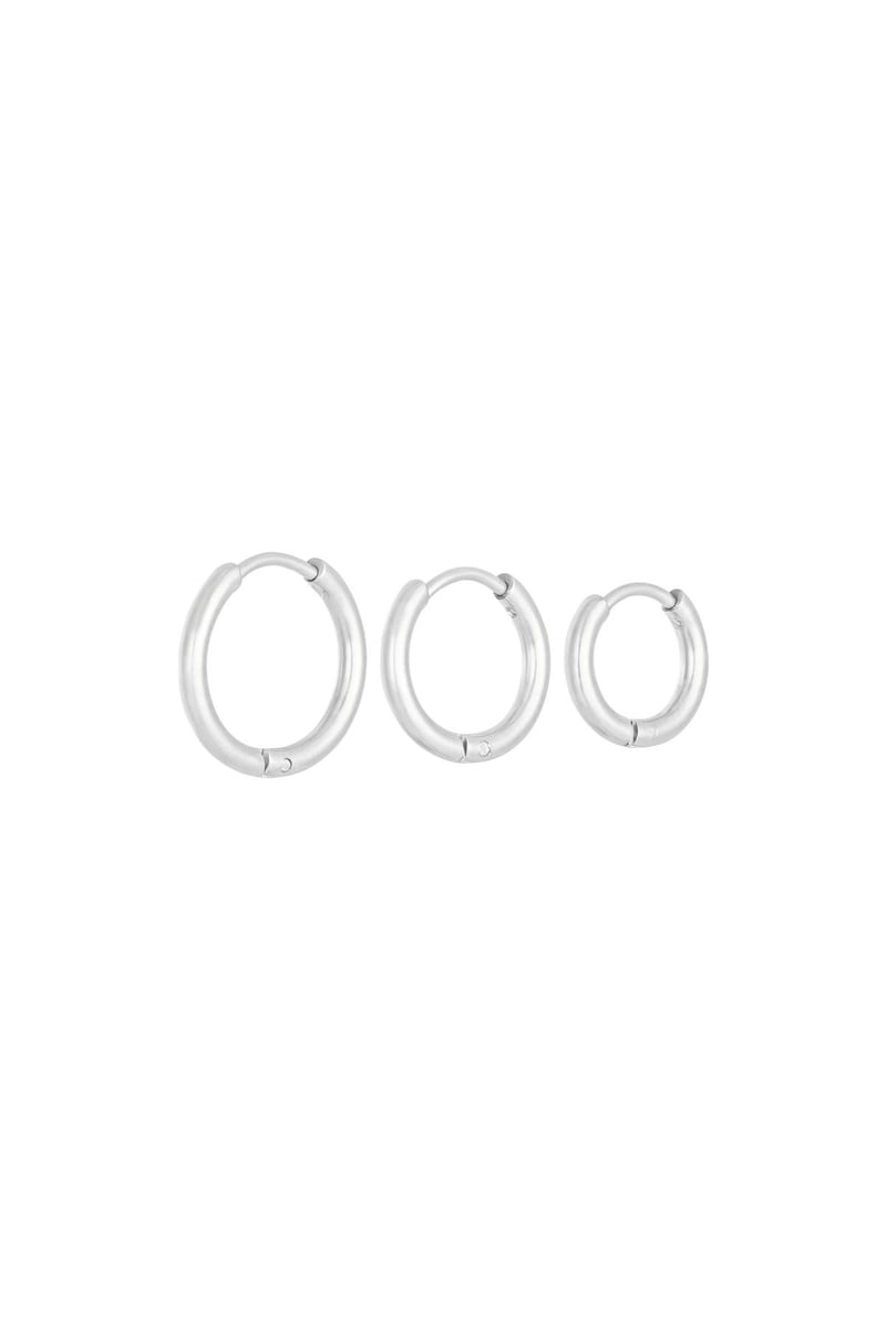 Earrings Set Little Hoops Silver Color Stainless Steel
