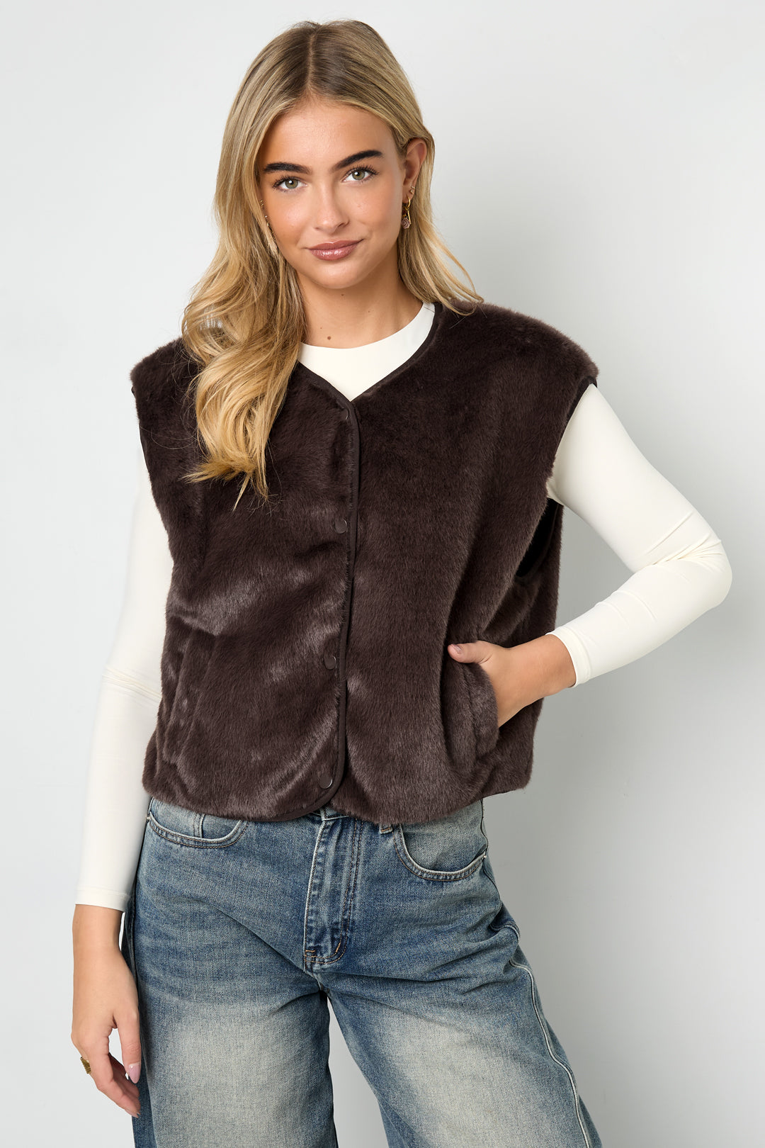 Polyester fiber (polyester) Vests Solid color Fall/Winter  Clothes
