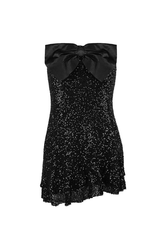 Glitter dress with bow strapless