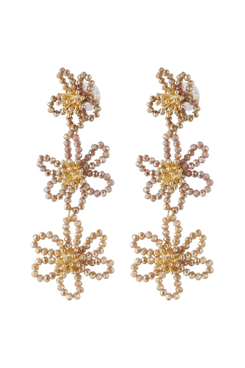 Flower party statement earrings - orange/purple