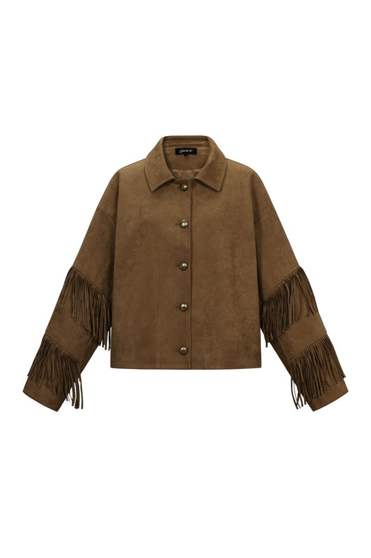 Suede-look jacket with fringes