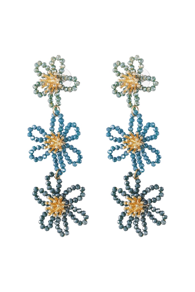 Flower party statement earrings - orange/purple