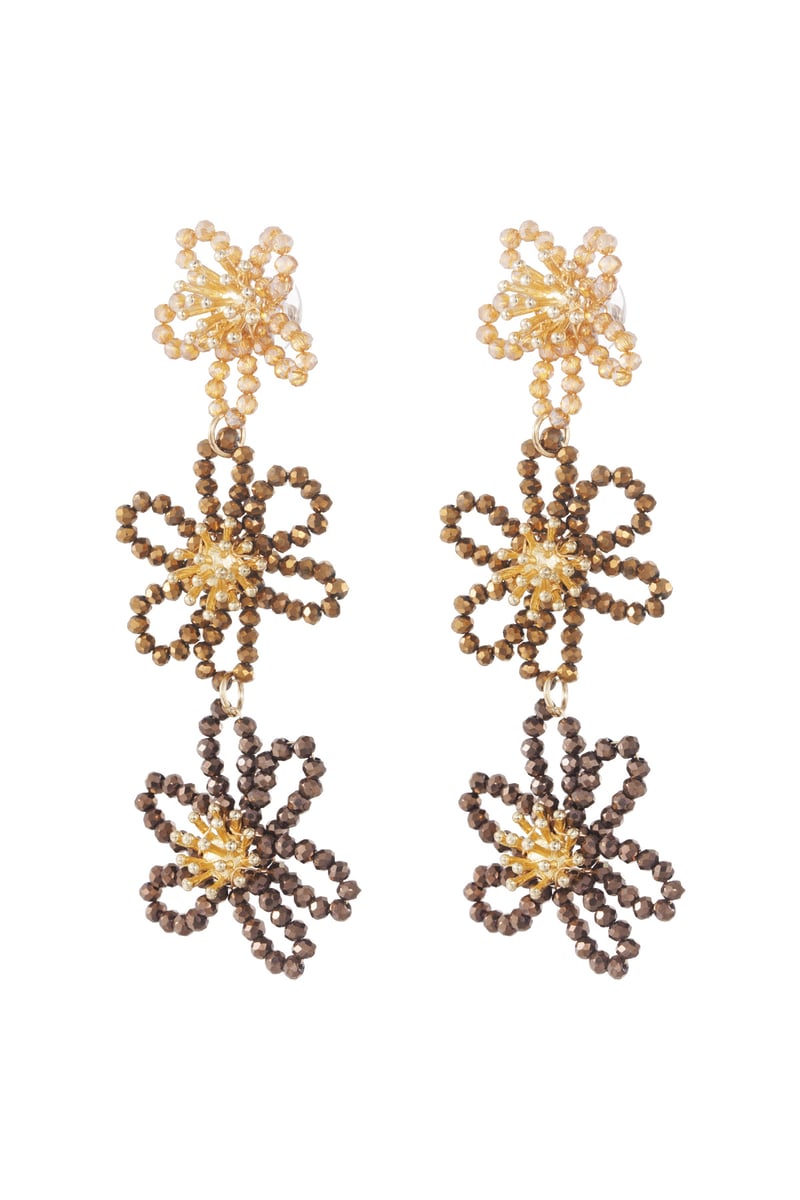 Flower party statement earrings - orange/purple